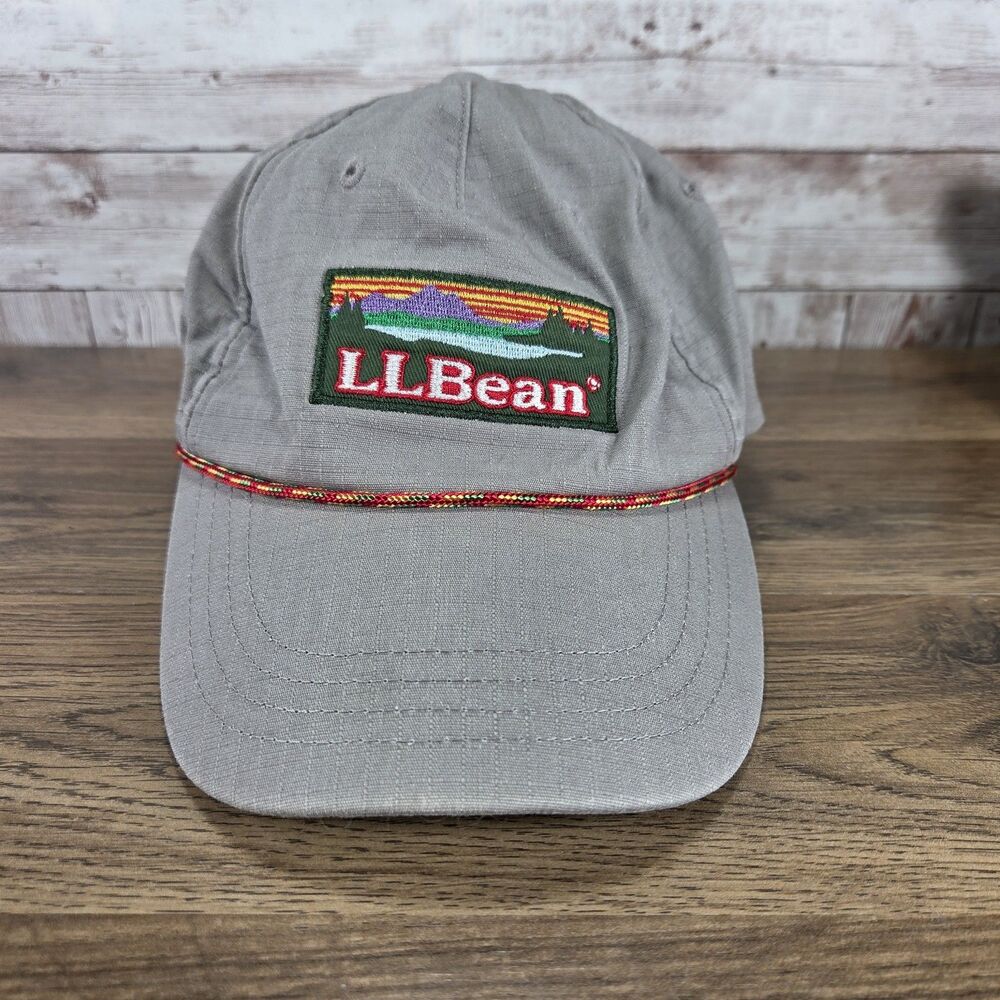 L.L.Bean Vintage-Style Gray Ripstop Baseball Cap ColorfulMountains Rope